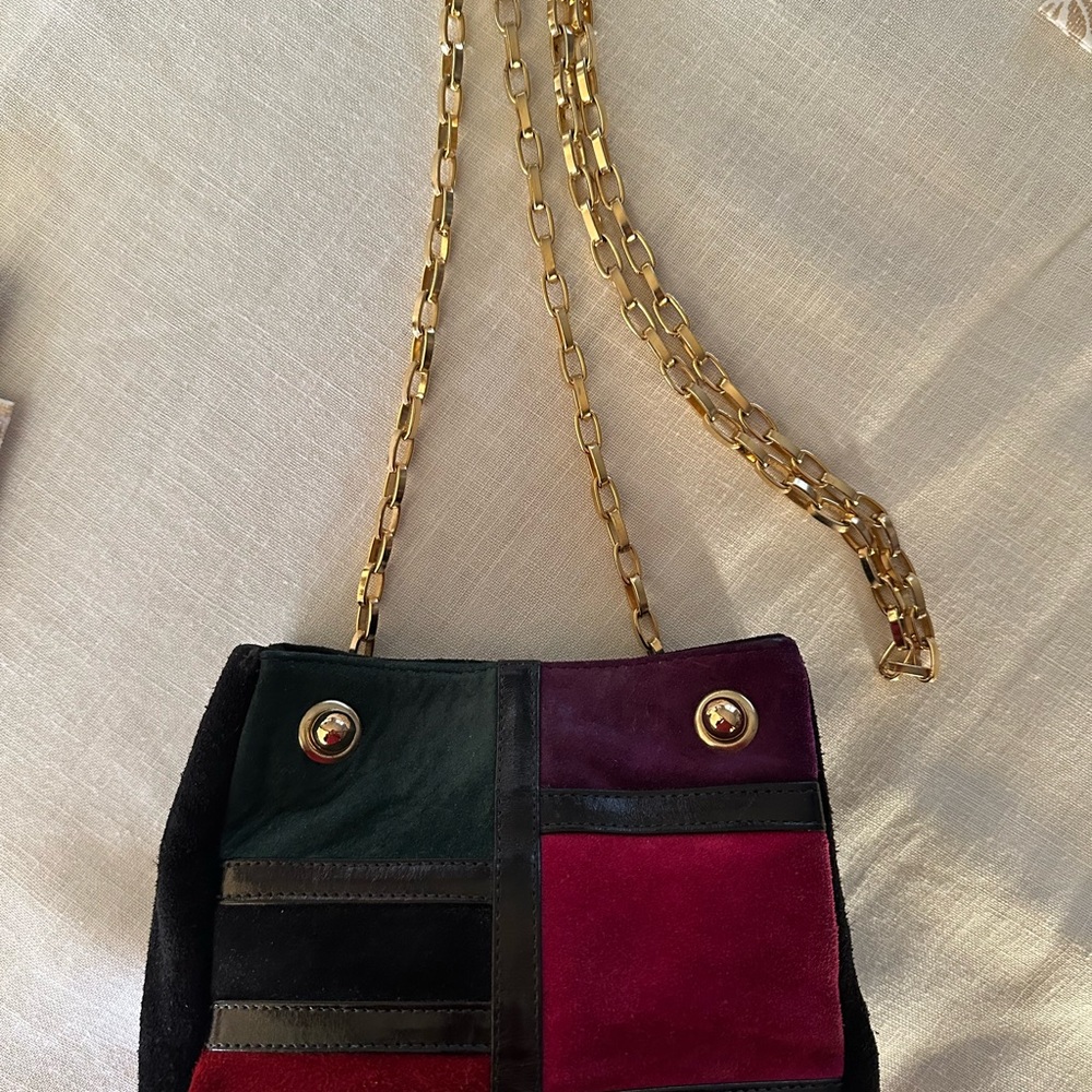 Multicolor Suede Patchwork Shoulder Bag - image 4